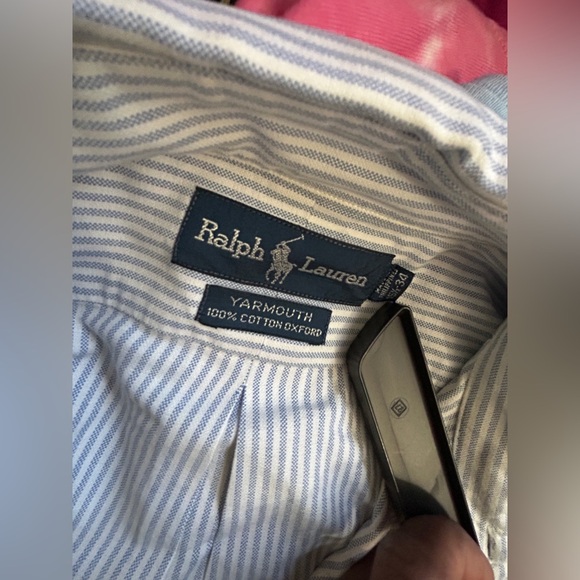 Polo by Ralph Lauren Men's Blue Striped Shirt Size 15 1/2 - 34 EUC - Picture 4 of 5